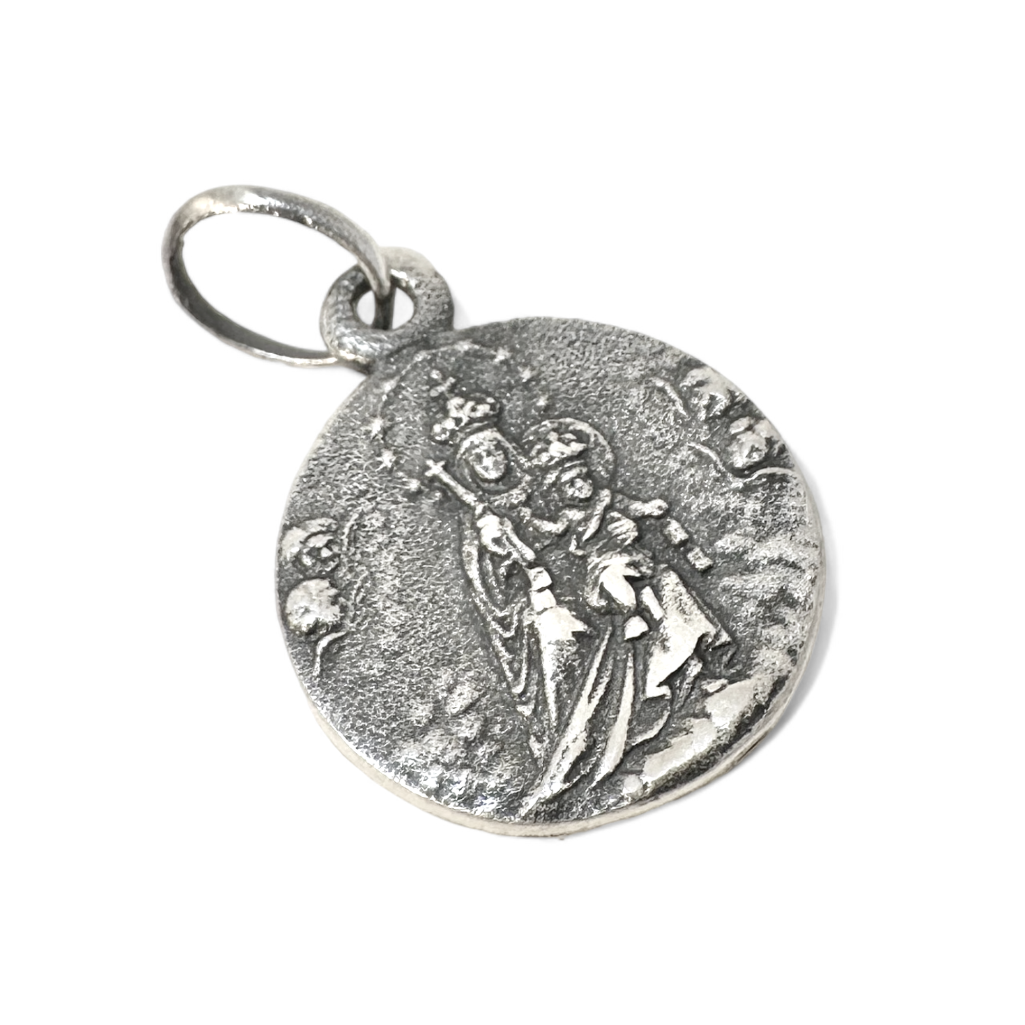 Medalla Escapulario Redondo 14mm Plata 925