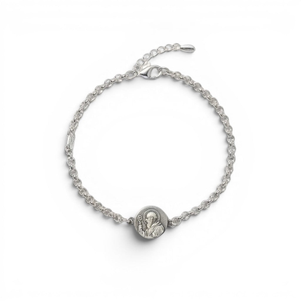 Pulsera de cadena de eslabones en plata 925 con medalla de San Benito de Sophia Schneider Joyas