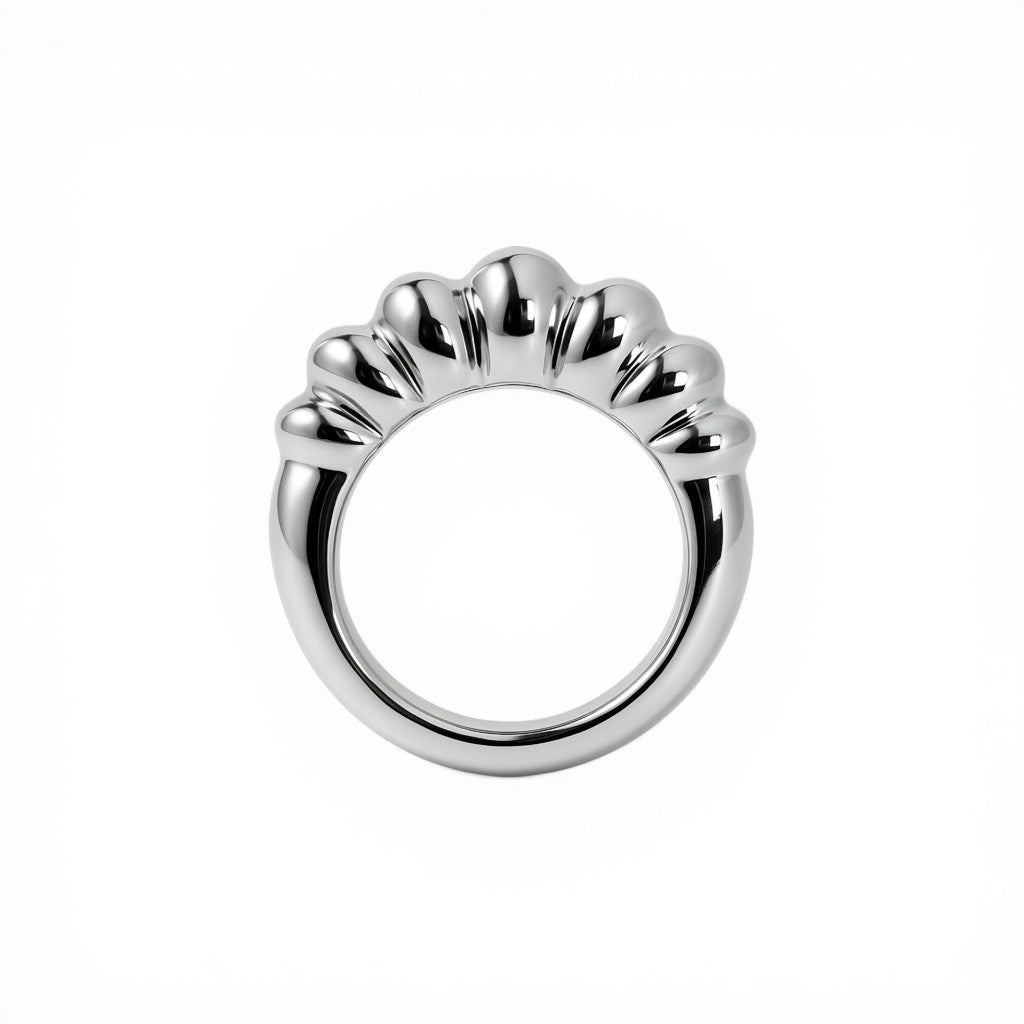 Sophia Schneider Joyas chunky silver ring with rhodium plating, size 13, made in Spain.