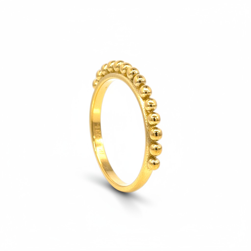 Sophia Schneider Joyas gold-plated silver ring with 12 small beads, size 11.