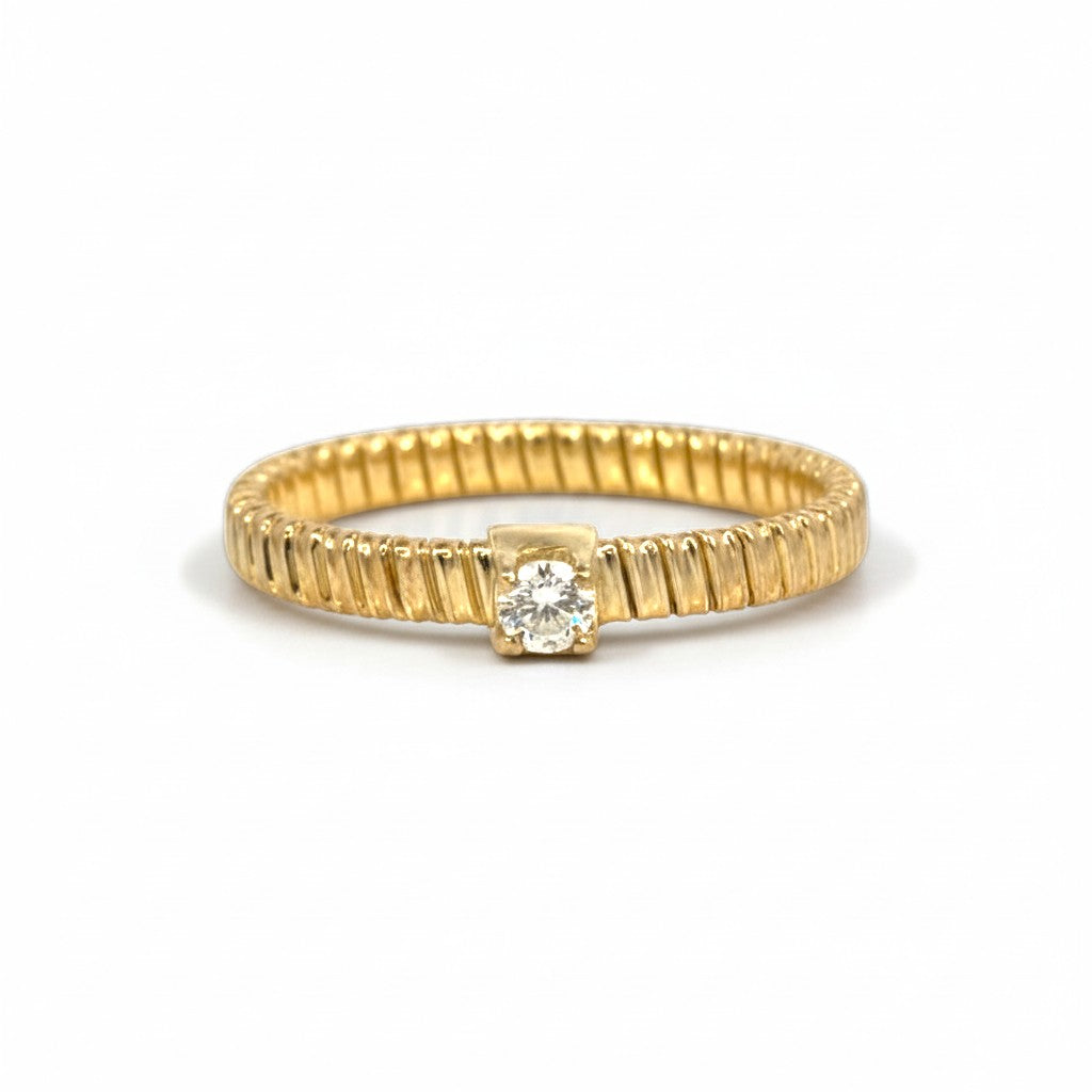 Sophia Schneider Joyas gold-plated silver Tubogas ring with diamond accent, size 13.