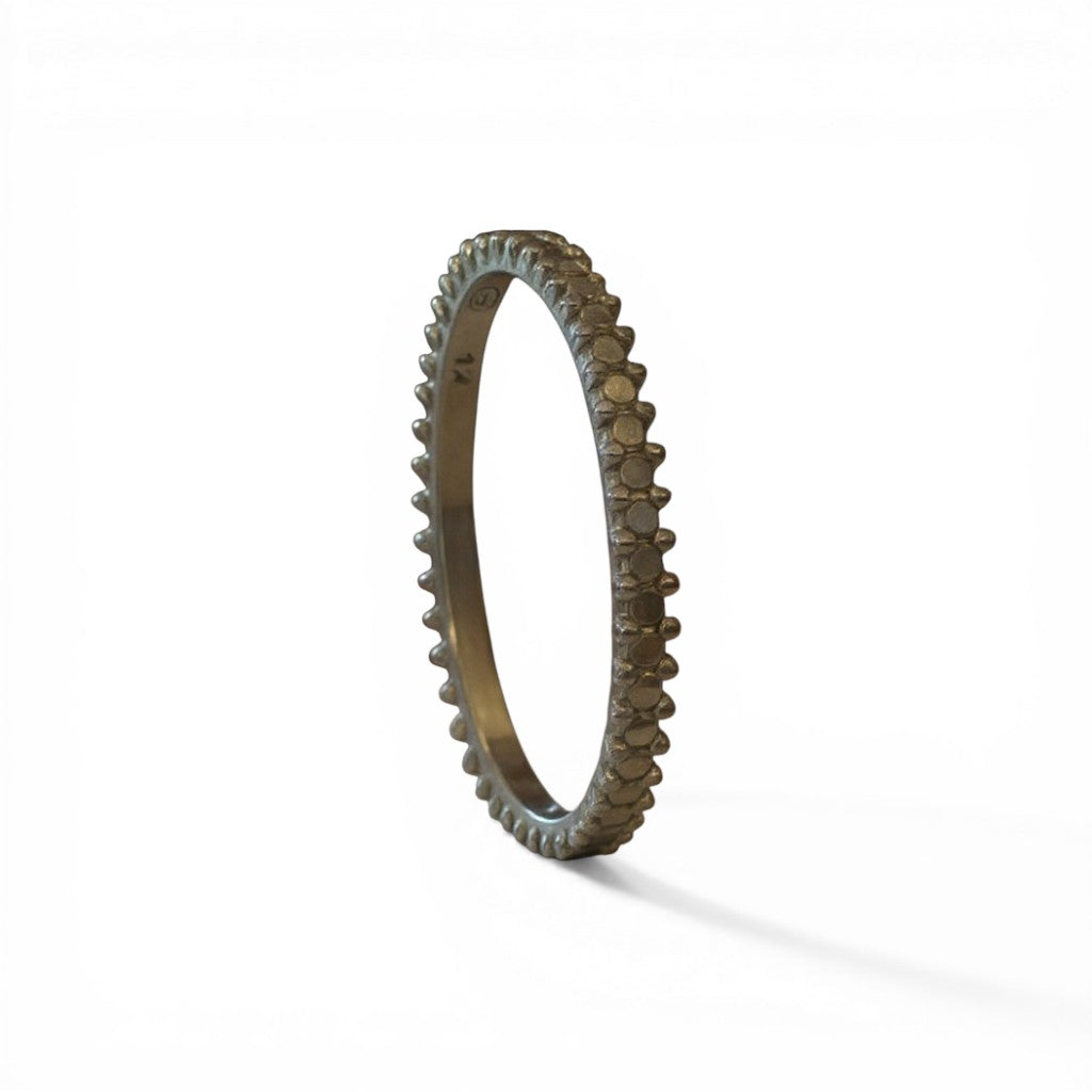 Sophia Schneider Joyas ruthenium-plated silver eternity band ring with diamonds, size 13.
