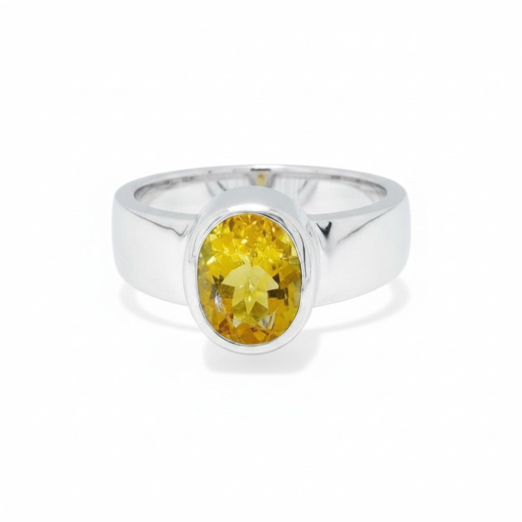 Sophia Schneider Joyas sterling silver ring with a 1.94 ct oval citrine gemstone.
