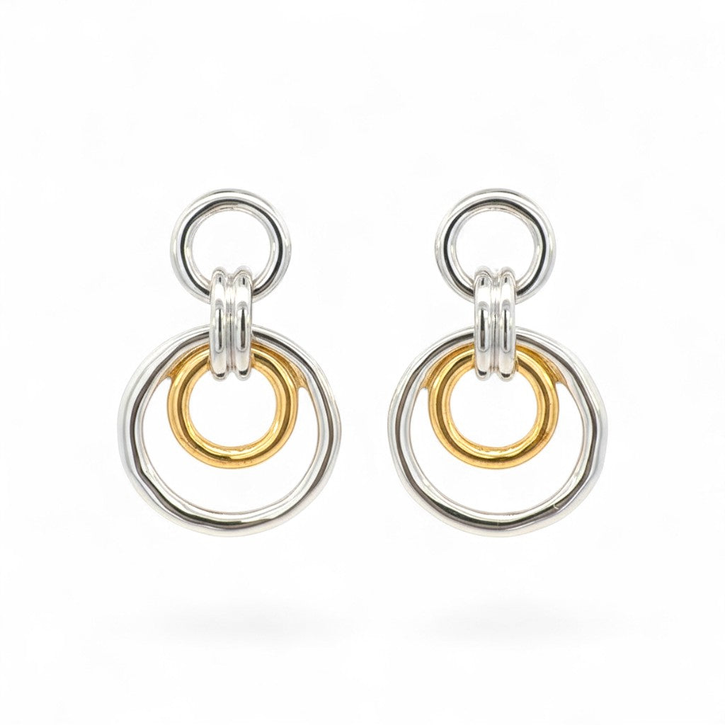 Sophia Schneider Joyas silver-plated rhodium maxi round hoop earrings with gold inner hoops, 3.5 cm.